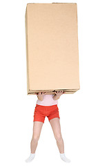 Image showing Child holds a huge box