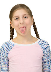 Image showing Girl to put out one is tongue