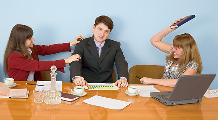 Image showing Business team sits at the table