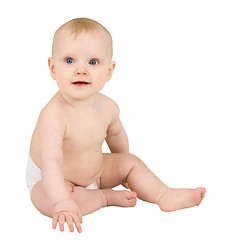 Image showing Baby sitting on a white background
