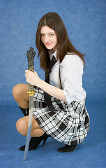 Image showing Girl armed with the japanese sword