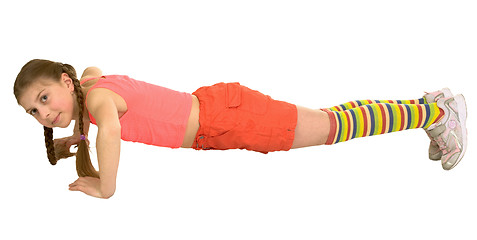 Image showing girl does sports exercises