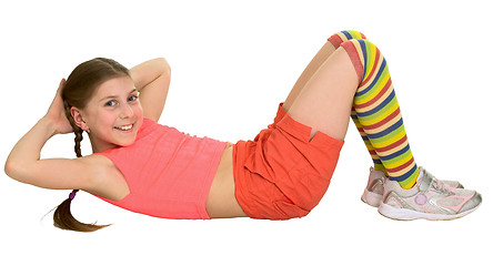 Image showing girl does sports exercises