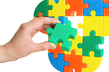 Image showing Hand with color puzzle