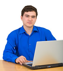 Image showing Young man working for laptop