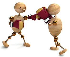 Image showing Boxing of two wood mans