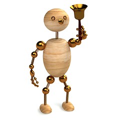 Image showing Wood man with school bell