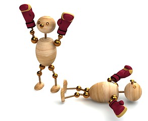 Image showing Wood man boxing with knockout