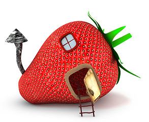 Image showing Strawberry house 3d rendered