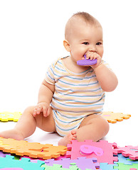 Image showing Little boy with alphabet