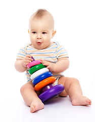 Image showing Little boy play with toys