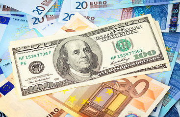 Image showing Dollars on top of Euro