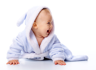 Image showing Cute child in bathrobe