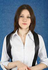 Image showing Young woman with a black ribbon