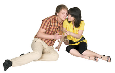 Image showing Girl and the guy drink champagne