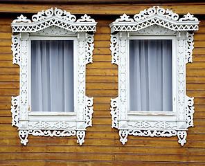 Image showing Two old decorated windows