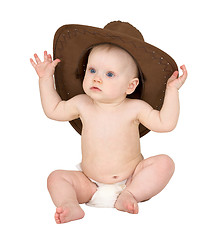 Image showing Baby with cowboy hat isolated on white