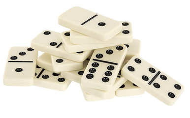Image showing Heap from dominoes on white background
