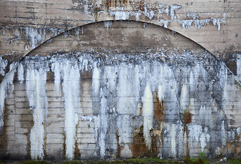 Image showing Fragment of the ancient grown mouldy concrete building