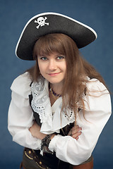 Image showing Portrait of pirate woman in hat