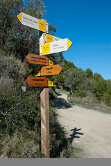 Image showing Hiking signpost