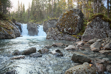 Image showing Falls on a stream in northern wood