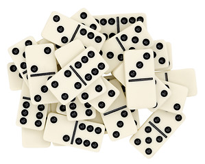 Image showing Big heap from dominoes on white background