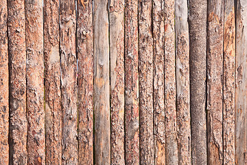 Image showing Rural primitive fence from pine logs