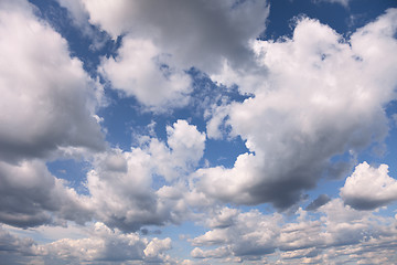 Image showing Summer blue sky covered with cumulus clouds