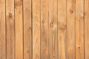 Image showing Wall covered with pine wooden boards