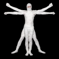 Image showing Vitruvian Man - bandaged mummy on black background