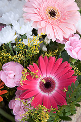 Image showing Big bouquet with chrysanthemums for a celebratory card