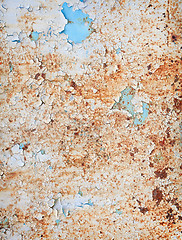 Image showing Weathered surface of a steel sheet with paint scraps