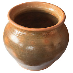 Image showing Big old clay pot isolated on a white background