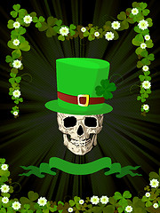 Image showing St.Patrick skull and clovers