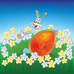 Image showing easter background rabbit with egg