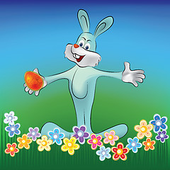 Image showing easter background rabbit with egg
