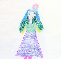 Image showing Color drawing made the child - Girl