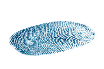 Image showing Blue fingerprint isolated on white