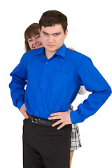 Image showing Young man protects the woman