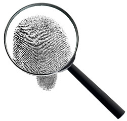 Image showing Magnifier and fingerprint isolated on white background