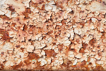 Image showing Rusty steel sheet with peeled paint and corrosion stains