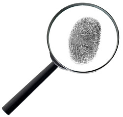 Image showing Magnifier and fingerprint isolated on white