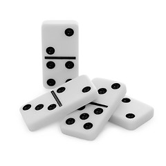 Image showing Pile from bones of dominoes on white background