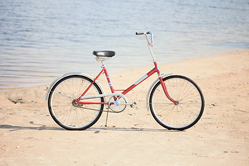 Image showing Ancient red bicycle