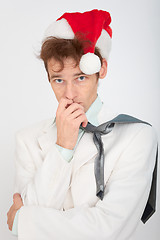 Image showing Portrait of man in Christmas hat