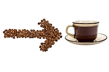 Image showing Arrow from the coffee beans with a cup of drink