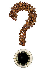 Image showing Question mark of coffee beans with a cup