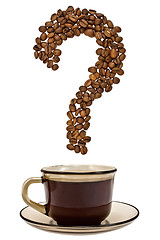 Image showing Question mark of coffee beans with a cup of coffee