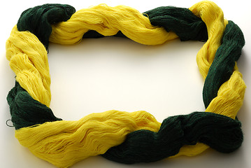 Image showing Bicolored knitting yarn in shape of frame